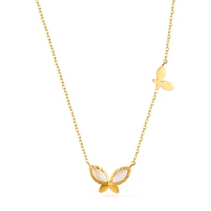 1 pezzo squisito ciondolo a forma di farfalla in acciaio inossidabile color oro da donna h5