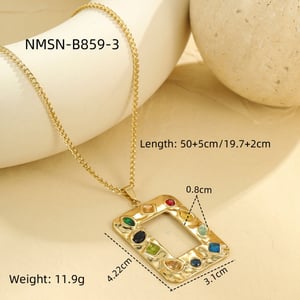 Luxurious  Retro Geometric Stainless Steel  Gold Color Women's Pendant Necklaces h5