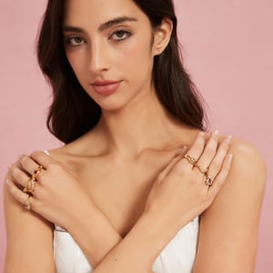 Bague en acier inoxydable couleur or pour femme, série luxueuse, gouttelettes quotidiennes, pierres précieuses h5 Image2