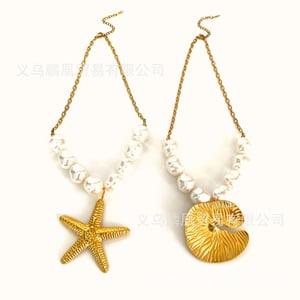 1 Piece Starfish Stainless Steel Gold Color Pendant Necklace h5 Picture6