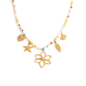 1 Piece Flower Charm Beaded Necklace h5