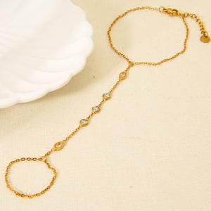 1 Stück Fingerarmband aus Edelstahl in Goldfarbe mit Zirkonia h5 Bild3