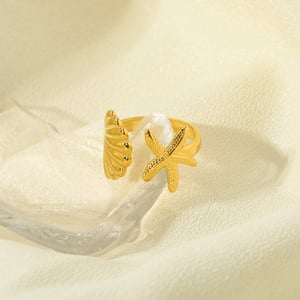 Romantic Series Vacation Turtle Stainless Steel  Women's Adjustable Rings h5 Picture3