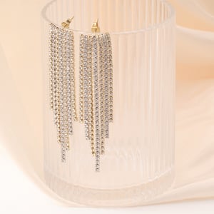 1 Pair Luxurious Series Classic Tassel Stainless Steel Gold Color Women's Dangle Earrings h5 Picture3