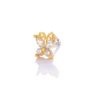1 Piece Copper Gold Color Zircon  Nose Stud h5