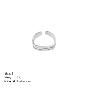 Anillos llamativos de acero inoxidable en color dorado con tira clásica de serie simple de 1 pieza h5 Imagen2