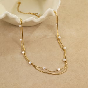 Elegant Stainless Steel Gold Color Women's Chain Necklaces h5 Picture3