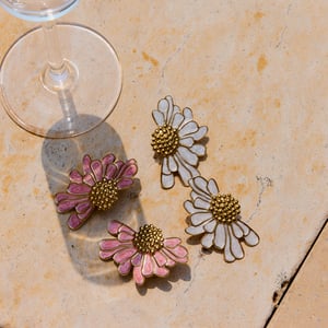 1 Pair Colorful Series Sweet Flower Stainless Steel Gold Color Women's Stud Earrings h5 Picture2