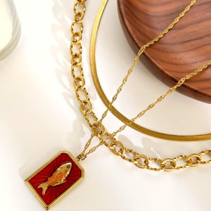 1 Piece Fish Stainless Steel Gold Color Pendant Necklace h5 Picture4