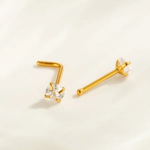 1 Piece Fashionable Heart Stainless Steel Gold Color Zircon Women's Nose Stud h5 Picture5