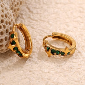 1 Pair Cross Stainless Steel Gold Color Hoop Earrings h5 Picture3
