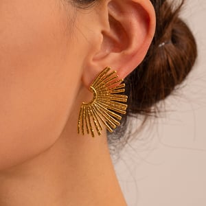 1 Pair Daily Sun Stainless Steel Gold Color Women's Stud Earrings h5 Picture5