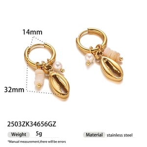 1 Pair Oceanic Stainless Steel Gold Color DIY Drop Earrings h5 Picture2