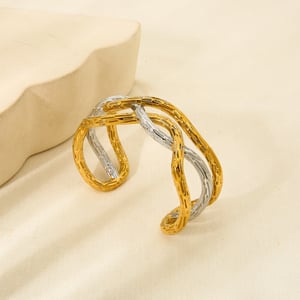 Hollow Wave-pattern Stainless Steel Women's Bangle h5 Picture4