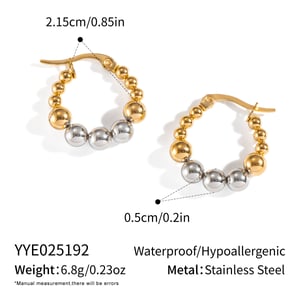 1 Pair Stainless Steel Mixed Color Beaded Hoop Earrings h5