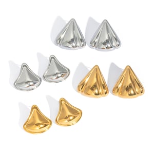 1 Pair Stainless Steel Gold Color Stud Earrings h5 Picture5