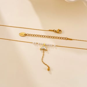 Collana con ciondolo a forma di coda di pesce in acciaio inossidabile color oro, da donna, serie semplice, 1 pezzo h5 Immagine5