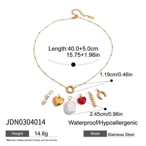1 Piece DIY Series Vacation Heart Stainless Steel Gold Color Women's Pendant Necklaces h5 Picture2