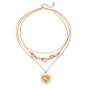 1 Piece Elegant Sun Stainless Steel Gold Color Women's Layered Necklaces h5