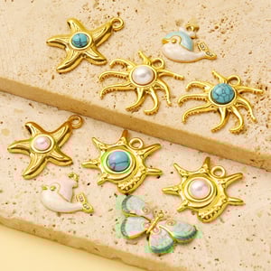 1 Piece Simple Series DIY Butterfly Stainless Steel Gold Color Women's Pendants h5 Picture4