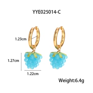 1 Pair Sweet Grape Stainless Steel Gold Color Drop Earrings h5