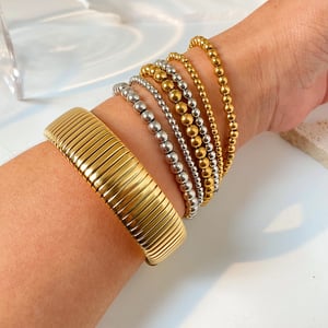Simple Series Daily Beads Stainless Steel Gold Color Women's  Bracelets h5 Picture2