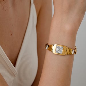 Pulseras de acero inoxidable para mujer con diseño geométrico clásico de la serie Simple h5 Imagen2