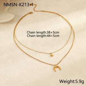 Elegant Sun/Moon Stainless Steel  Gold Color Women's Layered Necklaces h5