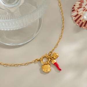 1 Piece Chill Charm Stainless Steel  Gold Color Pendant Necklace h5 Picture4