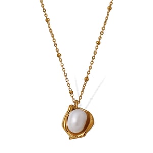 1 Piece Stainless Steel Gold Color Pearl Pendant Necklace h5 Picture5