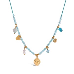 1 Stück Zarte Herz Blau Edelstahl Gold Farbe Damen Anhänger Halsketten h5