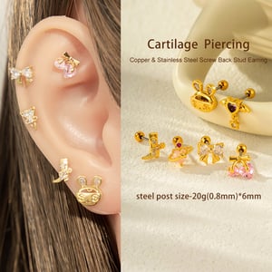 1 Piece Sweet Bow Knot Titanium Steel Zircon Women's Stud Earrings h5 Picture5