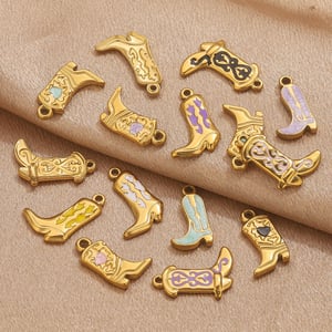 1 Piece DIY Colorful Boot Stainless Steel Gold Color Women's Pendants h5 Picture4
