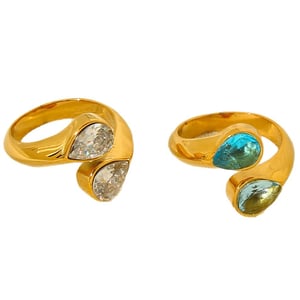 Anillo de acero inoxidable para mujer con forma de gota de agua de lujo y luz h5 Imagen5