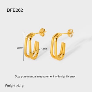 Daily Geometric Stainless Steel Gold Color Women's Stud Earrings h5