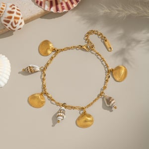1 Piece Oceanic Shelll Stainless Steel Gold Color Charm Bracelet h5 Picture4