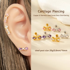 1 Piece Shinning Bow Knot Titanium Steel Zircon Women's Stud Earrings h5 Picture5