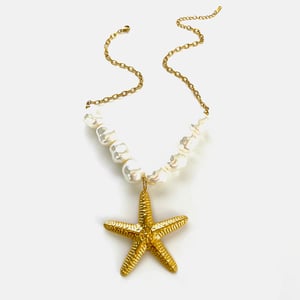 1 Piece Starfish Stainless Steel Gold Color Pendant Necklace h5
