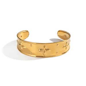 1 Piece Flower Stainless Steel Gold Color Cuff Bracelet h5 Picture5