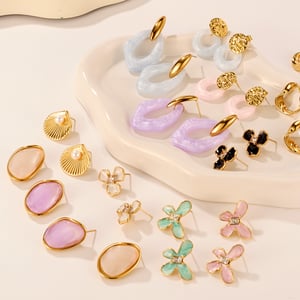 1 Paar Simple Series Tägliche geometrische Edelstahl Gold Farbe Damen Ohrring Sets h5 Bild4