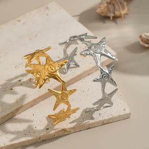 1 Piece Starfish Stainless Steel Gold Color Cuff Bracelet h5 Picture3