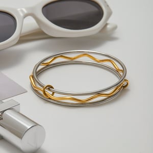1 Piece Modern Gold & Silver Color Women's Bangles h5 Picture3