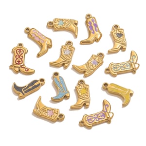 1 Piece DIY Colorful Boot Stainless Steel Gold Color Women's Pendants h5 Picture5