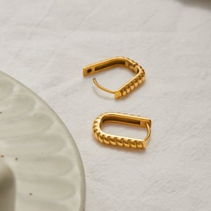 1 Pair Rectangular Stainless Steel Gold Color Women's Hoop Earrings h5 Picture6
