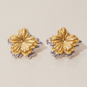 1 Pair Classic Series Flower Stainless Steel Gold Color Women's Stud Earrings h5 Picture4