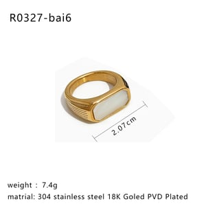 1 Piece Shell Stainless Steel Gold Color Ring h5 