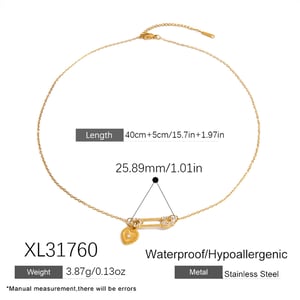 1 Piece Heart Stainless Steel Gold Color Pendant Necklace h5 Picture2