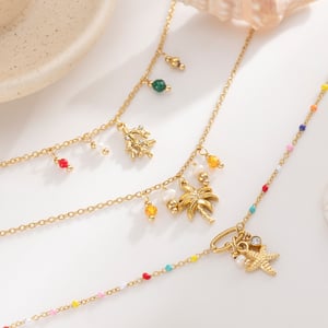 Pulseras con dijes de acero inoxidable color dorado oceánico de 1 pieza h5 Imagen3