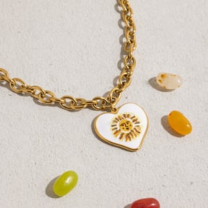 1 Piece Classic Series Paint Sun Stainless Steel Gold Color Women's Pendant Necklaces h5 Picture9
