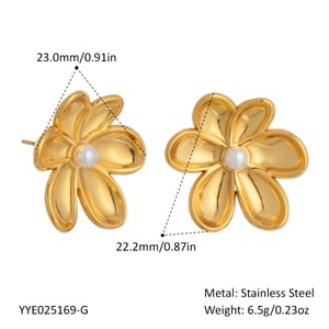 Sweet Flower Stainless Steel Gold Color Earring Sets h5